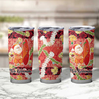 Hawaii Santa Mele Kalikimaka Tumbler Cup Tropical Puakenikeni Lei with Polynesian Tribal Pattern LT03 - Polynesian Pride