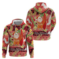 Hawaii Santa Mele Kalikimaka Zip Hoodie Tropical Puakenikeni Lei with Polynesian Tribal Pattern LT03 - Polynesian Pride