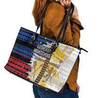 Hawaii Lutheran High School Leather Tote Bag Kakau Pattern Splash Style LT03 - Polynesian Pride