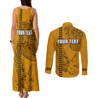 Nanakuli High and Intermediate School Couples Matching Tank Maxi Dress and Long Sleeve Button Shirt Tribal Kakau Pattern LT03 - Polynesian Pride