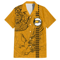 Nanakuli High and Intermediate School Family Matching Off Shoulder Short Dress and Hawaiian Shirt Tribal Kakau Pattern LT03 Dad's Shirt - Short Sleeve Yellow - Polynesian Pride