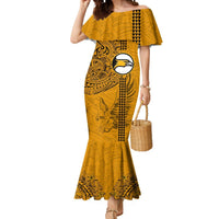 Nanakuli High and Intermediate School Mermaid Dress Tribal Kakau Pattern LT03 Women Yellow - Polynesian Pride