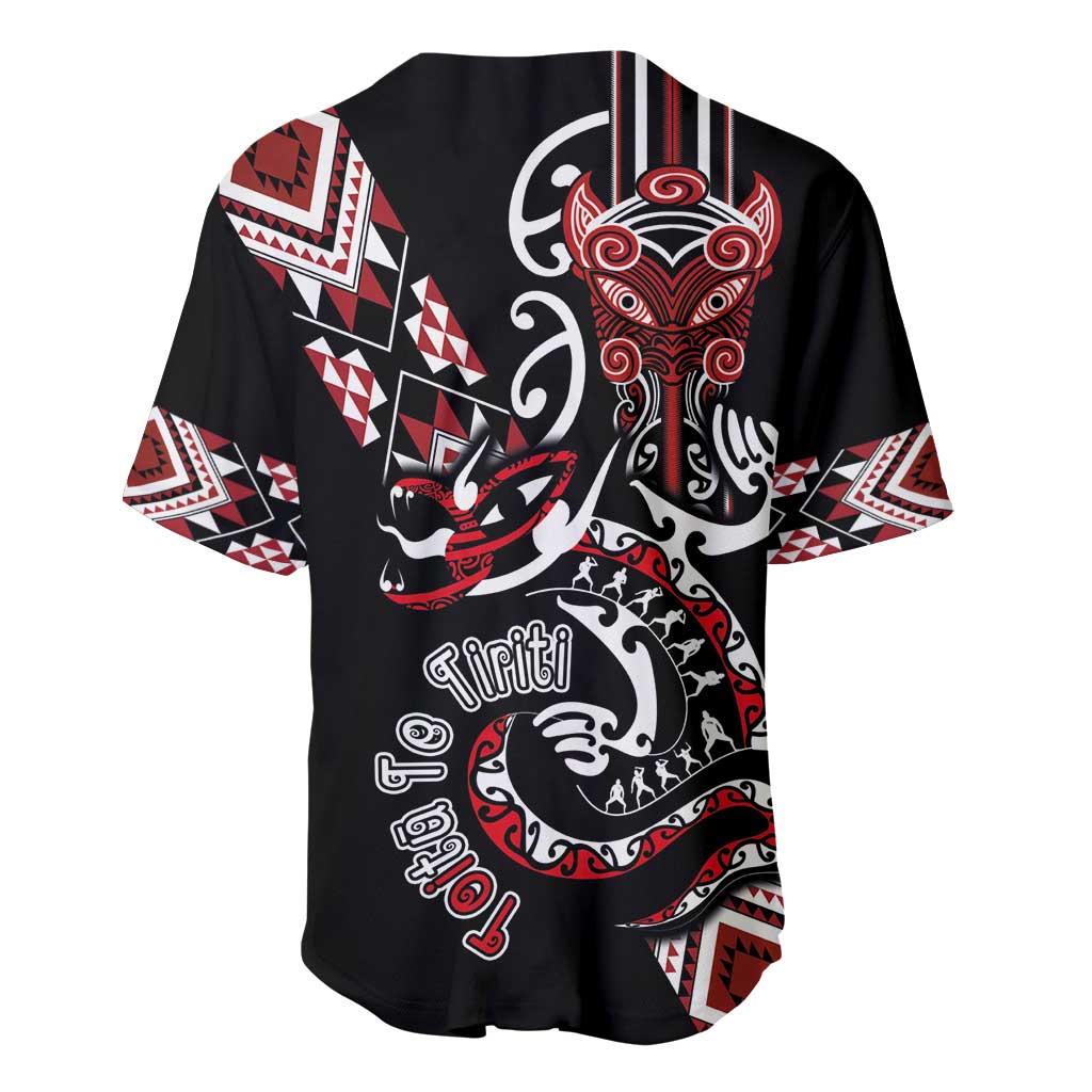 Aotearoa Toitu Te Tiriti-Honour the Treaty Baseball Jersey Maori Taniwha Haka with Taniko and Tukutuku LT03 - Polynesian Pride