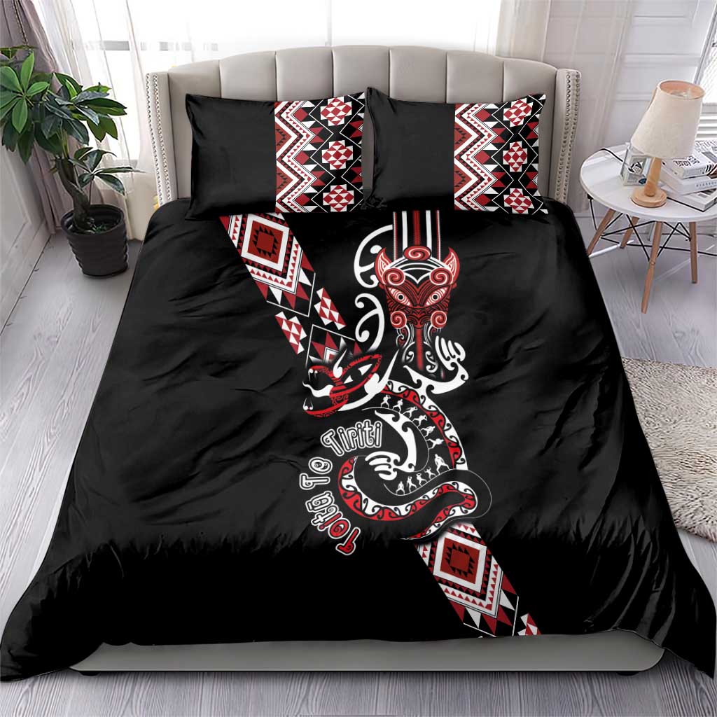 Aotearoa Toitu Te Tiriti-Honour the Treaty Bedding Set Maori Taniwha Haka with Taniko and Tukutuku LT03 - Polynesian Pride