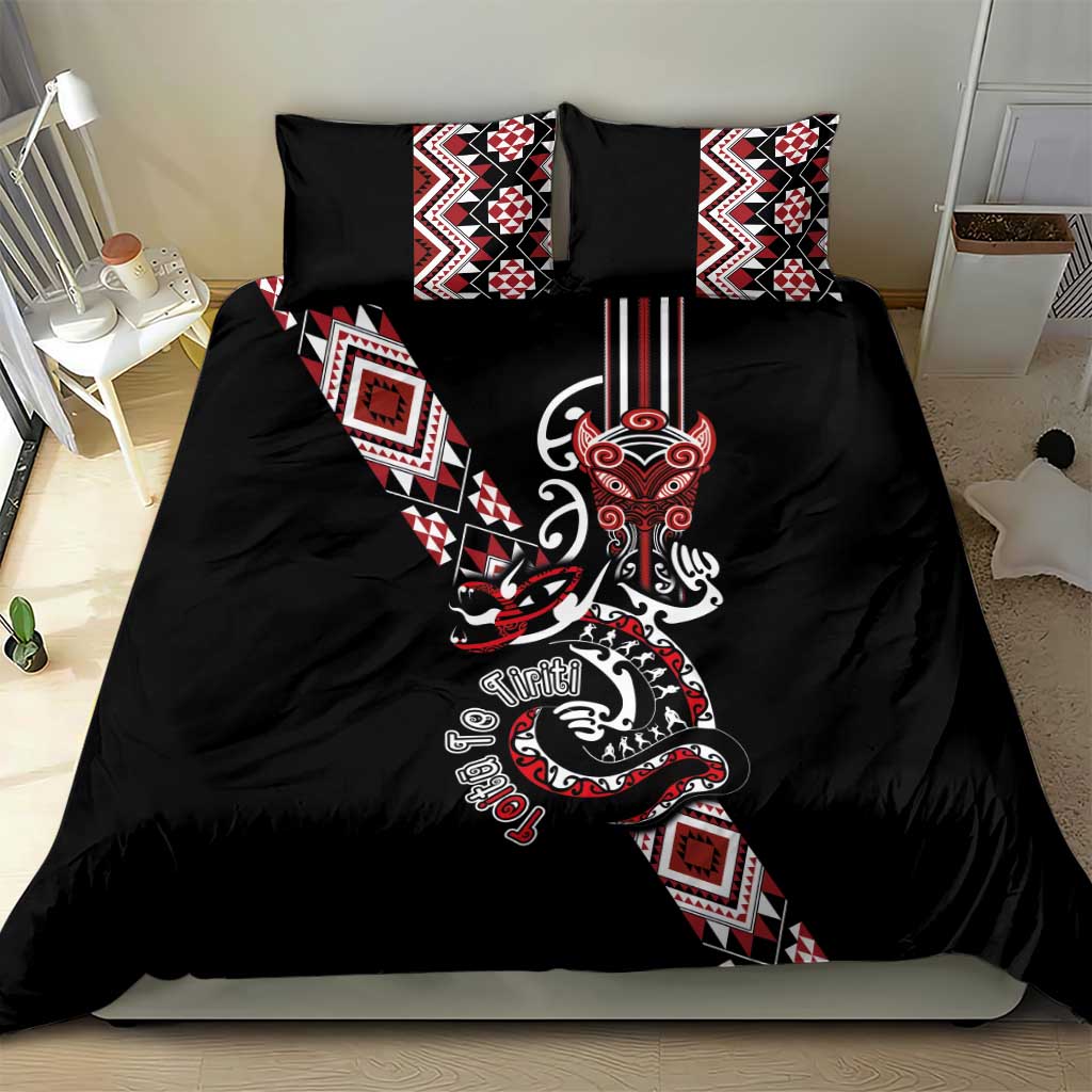 Aotearoa Toitu Te Tiriti-Honour the Treaty Bedding Set Maori Taniwha Haka with Taniko and Tukutuku LT03 - Polynesian Pride