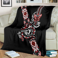 Aotearoa Toitu Te Tiriti-Honour the Treaty Blanket Maori Taniwha Haka with Taniko and Tukutuku LT03 - Polynesian Pride