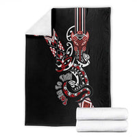 Aotearoa Toitu Te Tiriti-Honour the Treaty Blanket Maori Taniwha Haka with Taniko and Tukutuku LT03 - Polynesian Pride