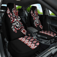 Aotearoa Toitu Te Tiriti-Honour the Treaty Car Seat Cover Maori Taniwha Haka with Taniko and Tukutuku LT03 One Size Black - Polynesian Pride