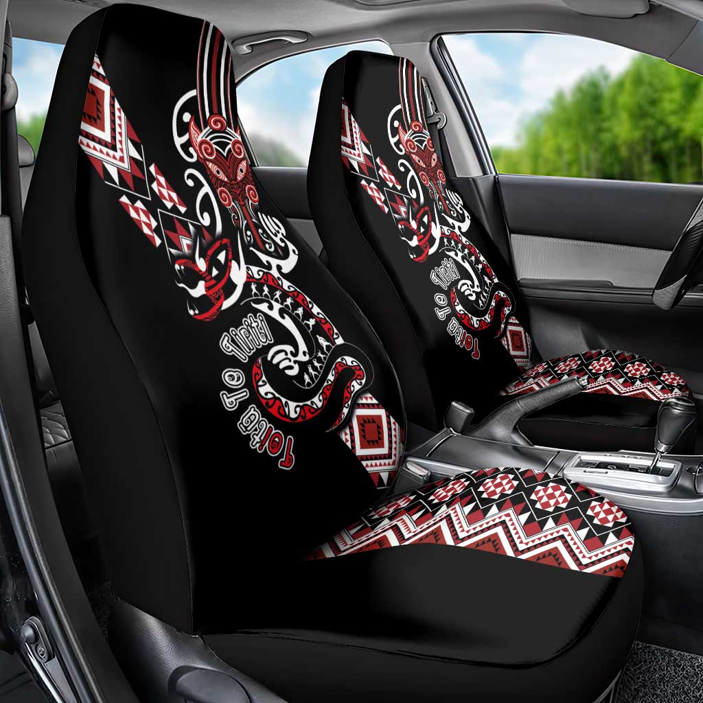 Aotearoa Toitu Te Tiriti-Honour the Treaty Car Seat Cover Maori Taniwha Haka with Taniko and Tukutuku LT03 - Polynesian Pride