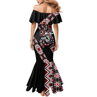Aotearoa Toitu Te Tiriti-Honour the Treaty Family Matching Mermaid Dress and Hawaiian Shirt Maori Taniwha Haka with Taniko and Tukutuku LT03 - Polynesian Pride