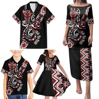 Aotearoa Toitu Te Tiriti-Honour the Treaty Family Matching Puletasi and Hawaiian Shirt Maori Taniwha Haka with Taniko and Tukutuku LT03 - Polynesian Pride