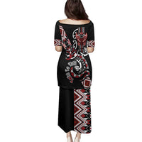 Aotearoa Toitu Te Tiriti-Honour the Treaty Family Matching Puletasi and Hawaiian Shirt Maori Taniwha Haka with Taniko and Tukutuku LT03 - Polynesian Pride