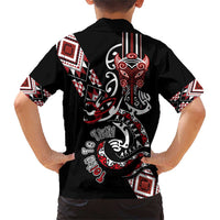 Aotearoa Toitu Te Tiriti-Honour the Treaty Family Matching Short Sleeve Bodycon Dress and Hawaiian Shirt Maori Taniwha Haka with Taniko and Tukutuku LT03 - Polynesian Pride