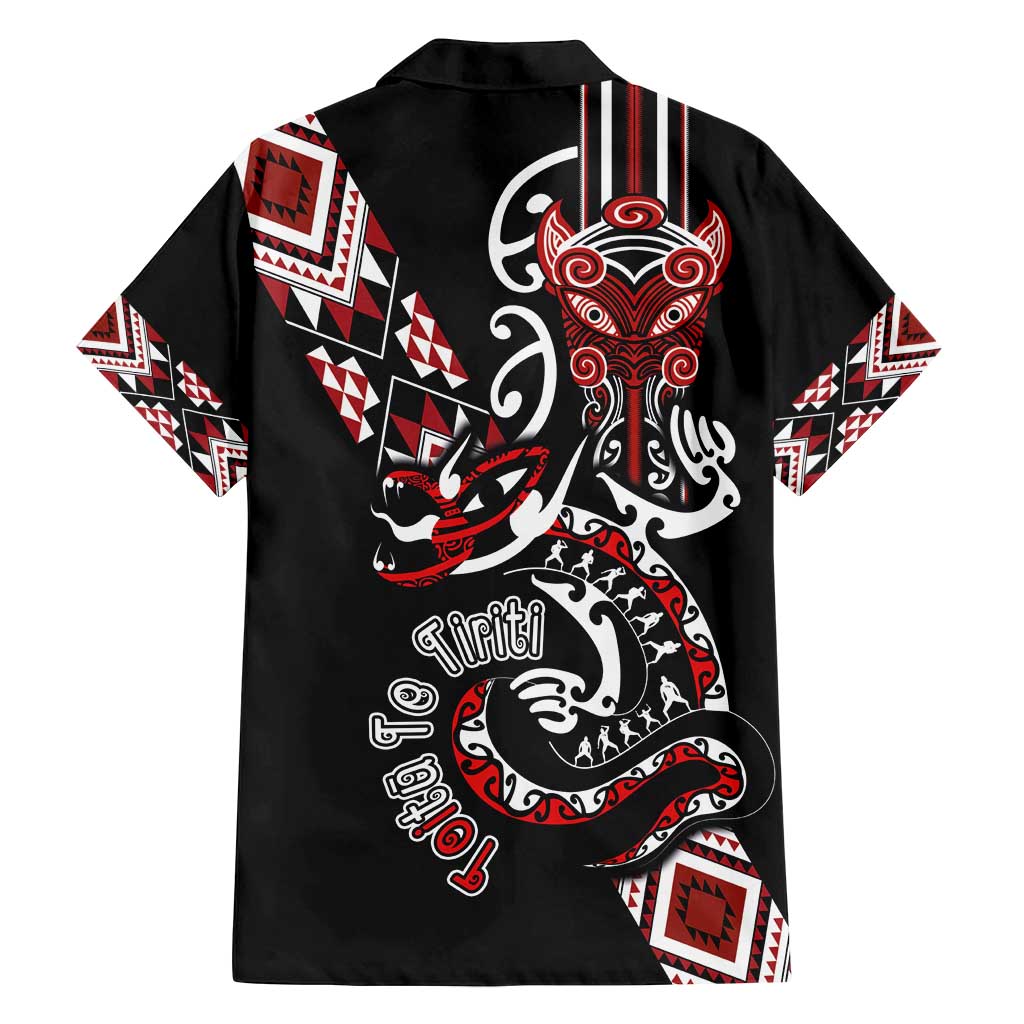 Aotearoa Toitu Te Tiriti-Honour the Treaty Family Matching Tank Maxi Dress and Hawaiian Shirt Maori Taniwha Haka with Taniko and Tukutuku LT03 - Polynesian Pride