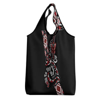 Aotearoa Toitu Te Tiriti-Honour the Treaty Grocery Bag Maori Taniwha Haka with Taniko and Tukutuku LT03 - Polynesian Pride