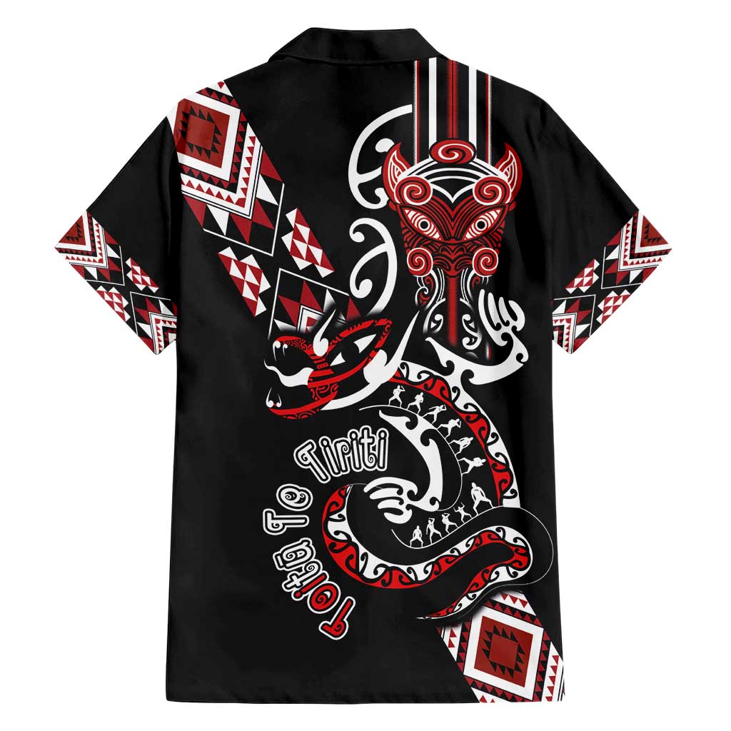 Aotearoa Toitu Te Tiriti-Honour the Treaty Hawaiian Shirt Maori Taniwha Haka with Taniko and Tukutuku LT03 - Polynesian Pride