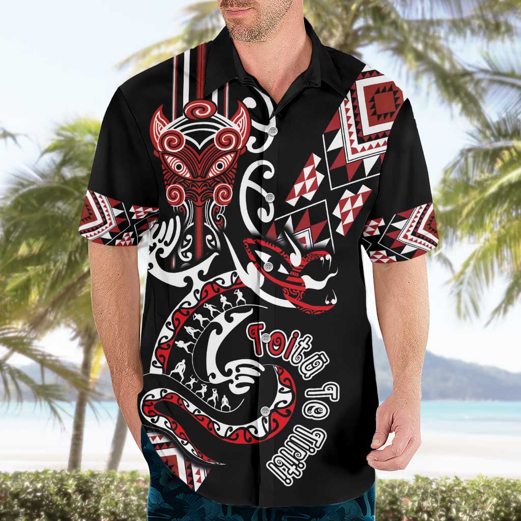 Aotearoa Toitu Te Tiriti-Honour the Treaty Hawaiian Shirt Maori Taniwha Haka with Taniko and Tukutuku LT03 - Polynesian Pride