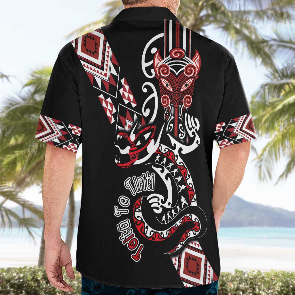 Aotearoa Toitu Te Tiriti-Honour the Treaty Hawaiian Shirt Maori Taniwha Haka with Taniko and Tukutuku LT03 - Polynesian Pride