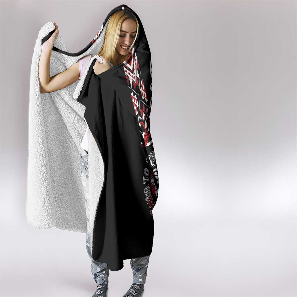 Aotearoa Toitu Te Tiriti-Honour the Treaty Hooded Blanket Maori Taniwha Haka with Taniko and Tukutuku LT03 - Polynesian Pride
