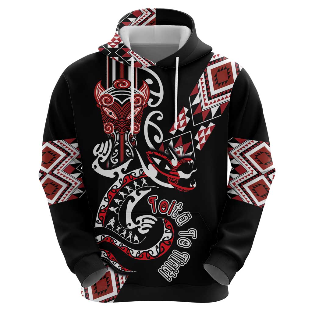 Aotearoa Toitu Te Tiriti-Honour the Treaty Hoodie Maori Taniwha Haka with Taniko and Tukutuku LT03 - Polynesian Pride