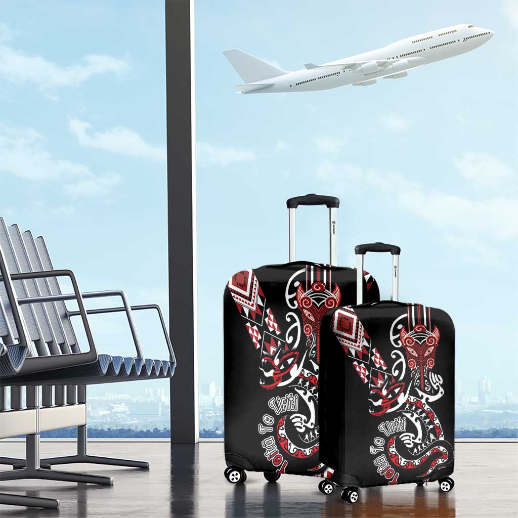 Aotearoa Toitu Te Tiriti-Honour the Treaty Luggage Cover Maori Taniwha Haka with Taniko and Tukutuku LT03 - Polynesian Pride
