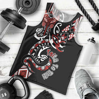 Aotearoa Toitu Te Tiriti-Honour the Treaty Men Tank Top Maori Taniwha Haka with Taniko and Tukutuku LT03 - Polynesian Pride