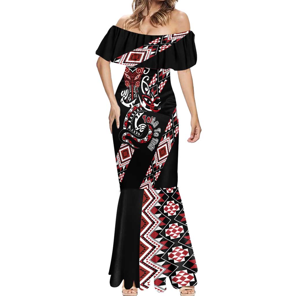 Aotearoa Toitu Te Tiriti-Honour the Treaty Mermaid Dress Maori Taniwha Haka with Taniko and Tukutuku LT03 - Polynesian Pride