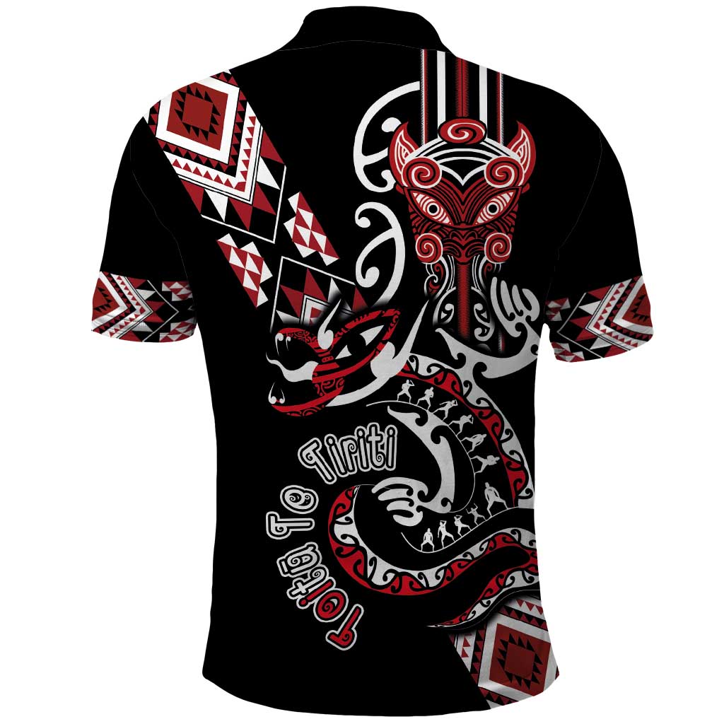 Aotearoa Toitu Te Tiriti-Honour the Treaty Polo Shirt Maori Taniwha Haka with Taniko and Tukutuku LT03 - Polynesian Pride