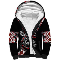 Aotearoa Toitu Te Tiriti-Honour the Treaty Sherpa Hoodie Maori Taniwha Haka with Taniko and Tukutuku LT03 Unisex Black - Polynesian Pride