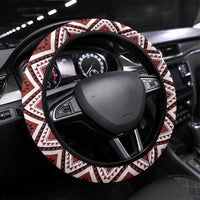 Aotearoa Toitu Te Tiriti-Honour the Treaty Steering Wheel Cover Maori Taniwha Haka with Taniko and Tukutuku LT03 Universal Fit Black - Polynesian Pride