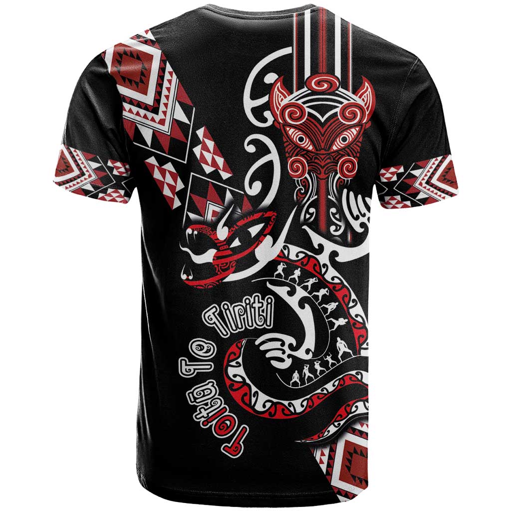 Aotearoa Toitu Te Tiriti-Honour the Treaty T Shirt Maori Taniwha Haka with Taniko and Tukutuku LT03 - Polynesian Pride