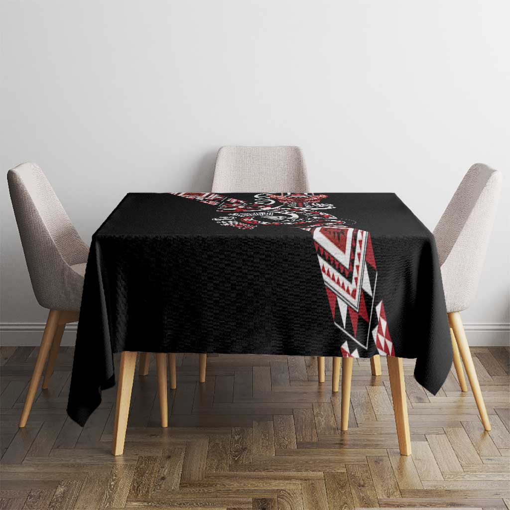 Aotearoa Toitu Te Tiriti-Honour the Treaty Tablecloth Maori Taniwha Haka with Taniko and Tukutuku LT03 - Polynesian Pride