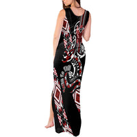 Aotearoa Toitu Te Tiriti-Honour the Treaty Tank Maxi Dress Maori Taniwha Haka with Taniko and Tukutuku LT03 - Polynesian Pride