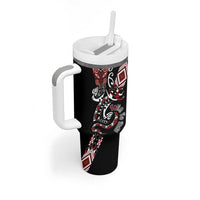 Aotearoa Toitu Te Tiriti-Honour the Treaty Tumbler With Handle Maori Taniwha Haka with Taniko and Tukutuku LT03 - Polynesian Pride
