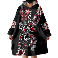 Aotearoa Toitu Te Tiriti-Honour the Treaty Wearable Blanket Hoodie Maori Taniwha Haka with Taniko and Tukutuku LT03 - Polynesian Pride