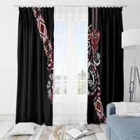 Aotearoa Toitu Te Tiriti-Honour the Treaty Window Curtain Maori Taniwha Haka with Taniko and Tukutuku LT03 - Polynesian Pride