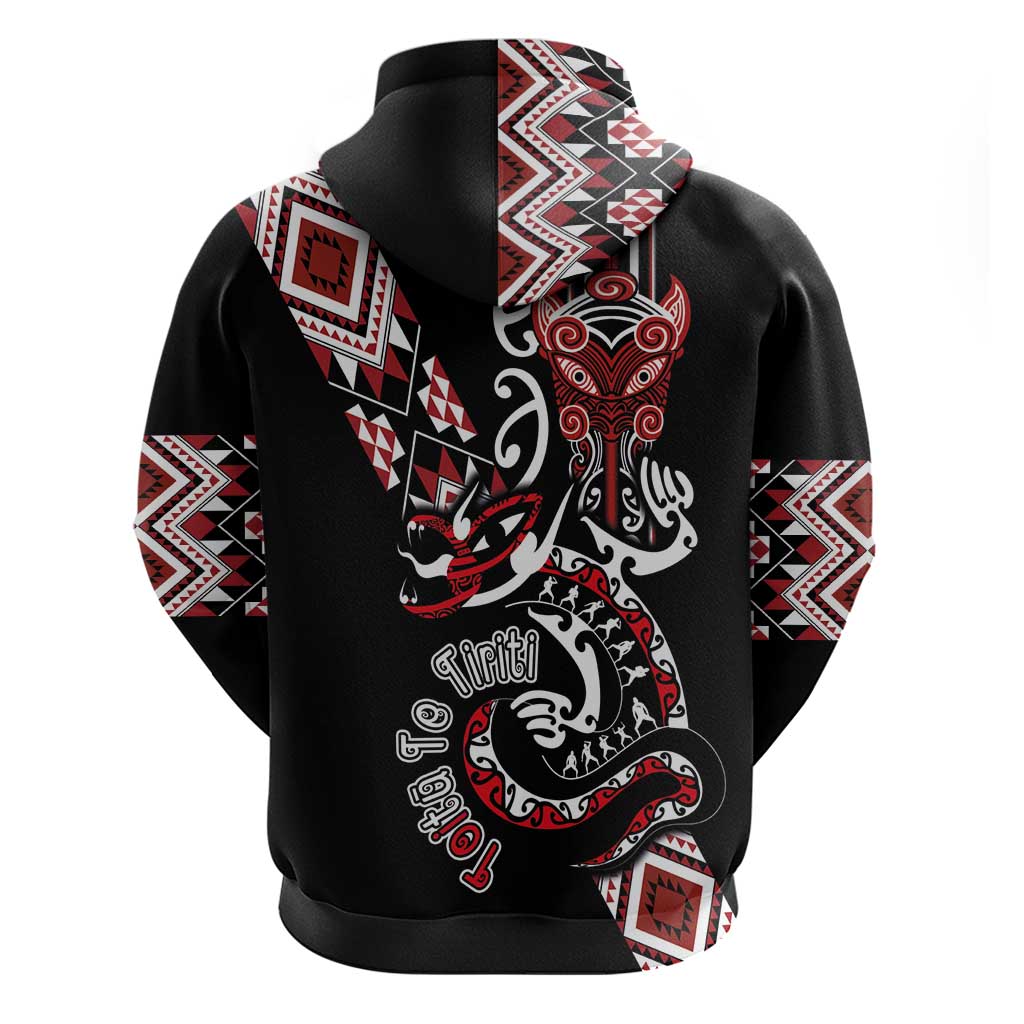 Aotearoa Toitu Te Tiriti-Honour the Treaty Zip Hoodie Maori Taniwha Haka with Taniko and Tukutuku LT03 - Polynesian Pride