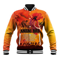 Australia and New Zealand ANZAC Day Baseball Jacket Soldiers Memories - Red Poppies with Aboriginal and Maori Art LT03 Unisex Orange-Yellow - Polynesian Pride