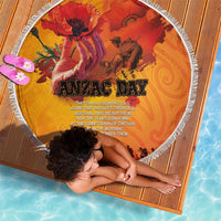 Australia and New Zealand ANZAC Day Beach Blanket Soldiers Memories - Red Poppies with Aboriginal and Maori Art LT03 - Polynesian Pride