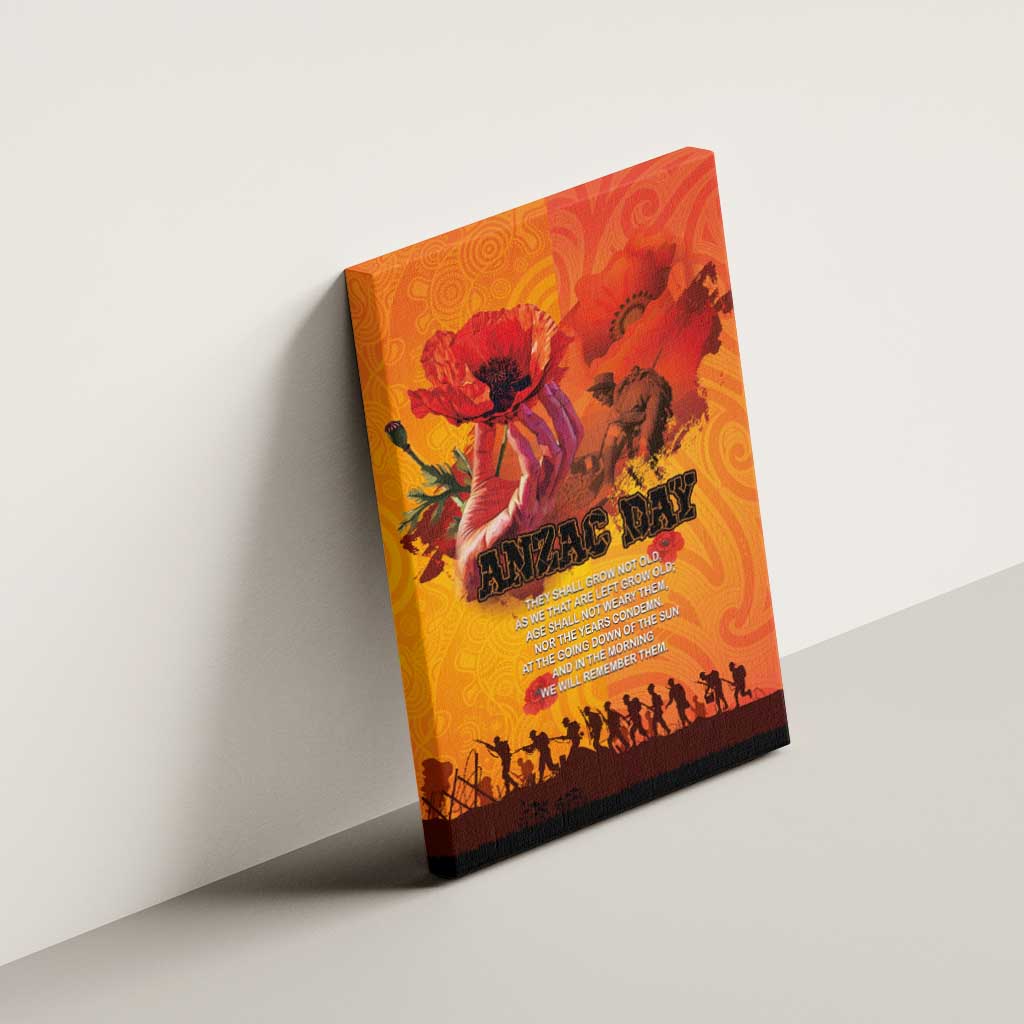 Australia and New Zealand ANZAC Day Canvas Wall Art Soldiers Memories - Red Poppies with Aboriginal and Maori Art LT03 - Polynesian Pride