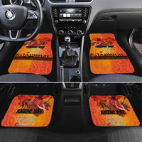 Australia and New Zealand ANZAC Day Car Mats Soldiers Memories - Red Poppies with Aboriginal and Maori Art LT03 Set 4pcs Orange-Yellow - Polynesian Pride