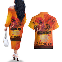 Australia and New Zealand ANZAC Day Couples Matching Off The Shoulder Long Sleeve Dress and Hawaiian Shirt Soldiers Memories - Red Poppies with Aboriginal and Maori Art LT03 - Polynesian Pride