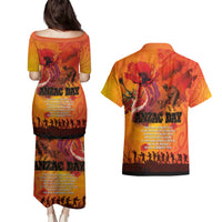 Australia and New Zealand ANZAC Day Couples Matching Puletasi and Hawaiian Shirt Soldiers Memories - Red Poppies with Aboriginal and Maori Art LT03 - Polynesian Pride