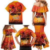 Australia and New Zealand ANZAC Day Family Matching Mermaid Dress and Hawaiian Shirt Soldiers Memories - Red Poppies with Aboriginal and Maori Art LT03 - Polynesian Pride