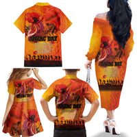 Australia and New Zealand ANZAC Day Family Matching Off The Shoulder Long Sleeve Dress and Hawaiian Shirt Soldiers Memories - Red Poppies with Aboriginal and Maori Art LT03 - Polynesian Pride
