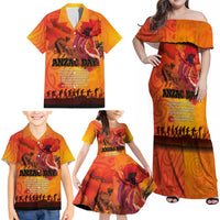 Australia and New Zealand ANZAC Day Family Matching Off Shoulder Maxi Dress and Hawaiian Shirt Soldiers Memories - Red Poppies with Aboriginal and Maori Art LT03 - Polynesian Pride