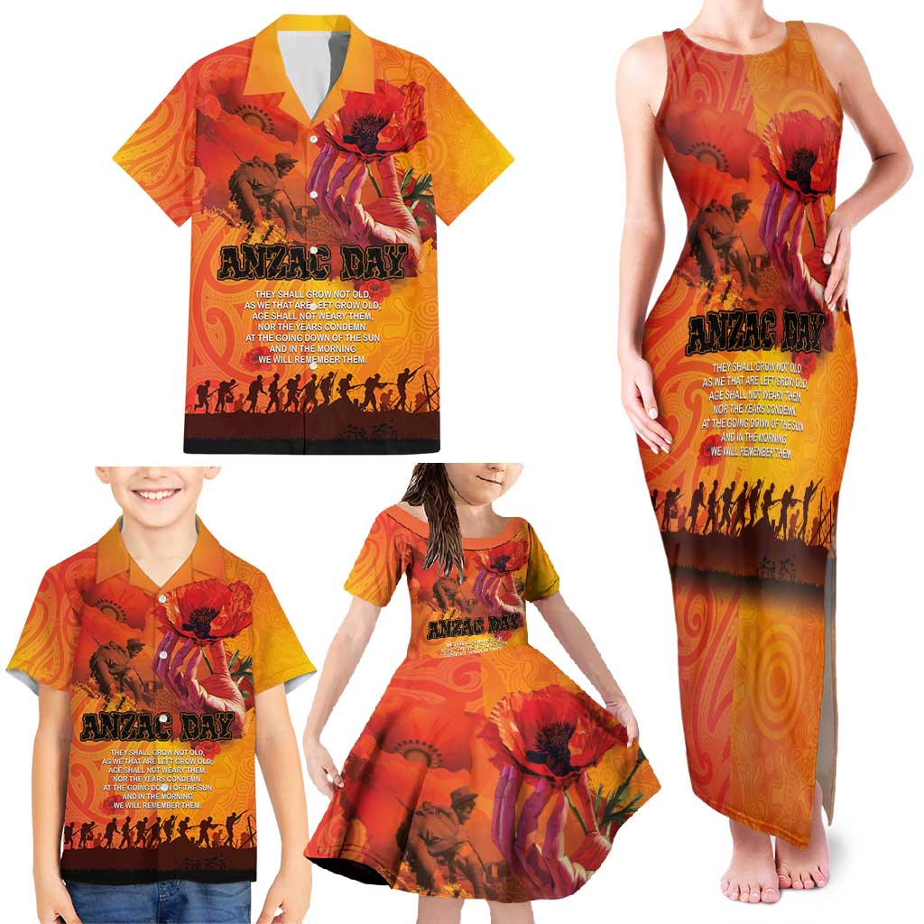 Australia and New Zealand ANZAC Day Family Matching Tank Maxi Dress and Hawaiian Shirt Soldiers Memories - Red Poppies with Aboriginal and Maori Art LT03 - Polynesian Pride