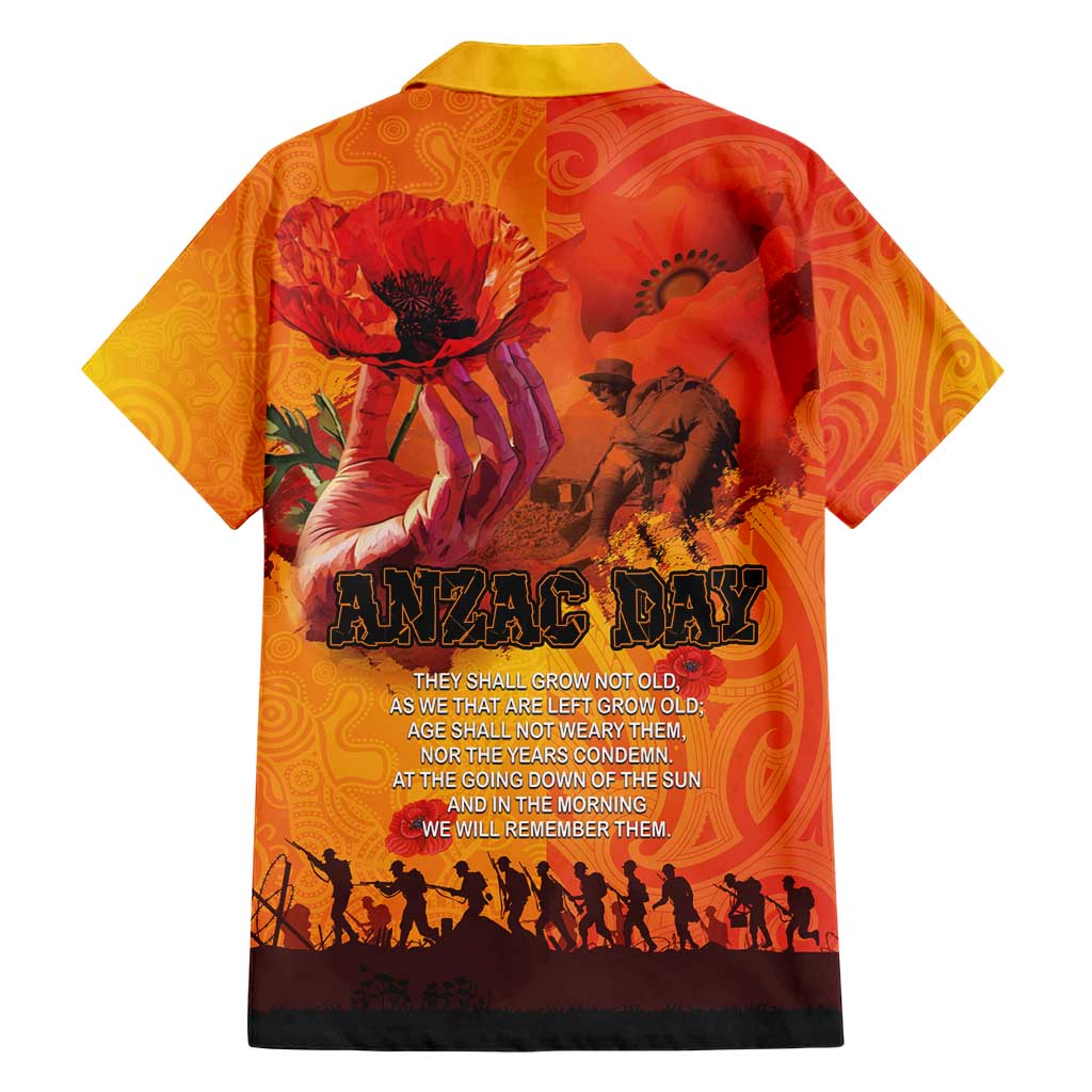 Australia and New Zealand ANZAC Day Hawaiian Shirt Soldiers Memories - Red Poppies with Aboriginal and Maori Art LT03 - Polynesian Pride