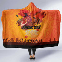 Australia and New Zealand ANZAC Day Hooded Blanket Soldiers Memories - Red Poppies with Aboriginal and Maori Art LT03 One Size Orange-Yellow - Polynesian Pride