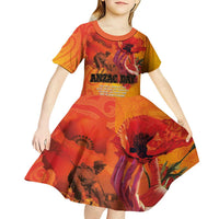 Australia and New Zealand ANZAC Day Kid Short Sleeve Dress Soldiers Memories - Red Poppies with Aboriginal and Maori Art LT03 - Polynesian Pride